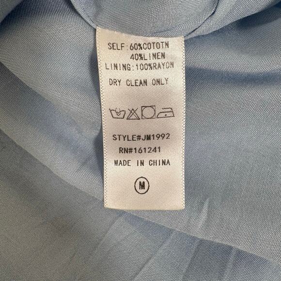 J Marie Embroidered Raelyn Top Blue Pink Flutter Sleeves Size M - Picture 4 of 6